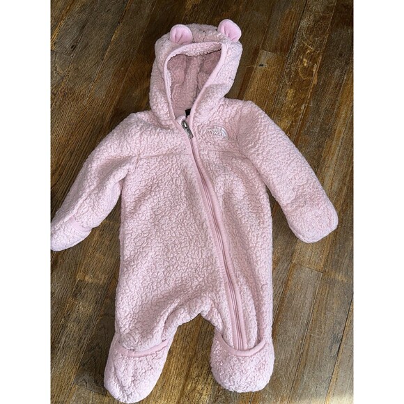 Infant Girls 0/3 Month The North Face Bear Ear Fleece Bunting Hooded 1-pc Jacket - Picture 1 of 3
